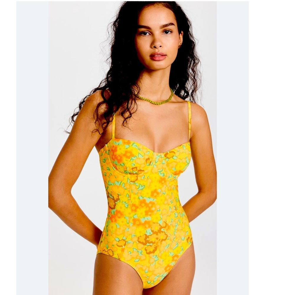 Tory Burch Yellow Blossom One Piece Swimsuit